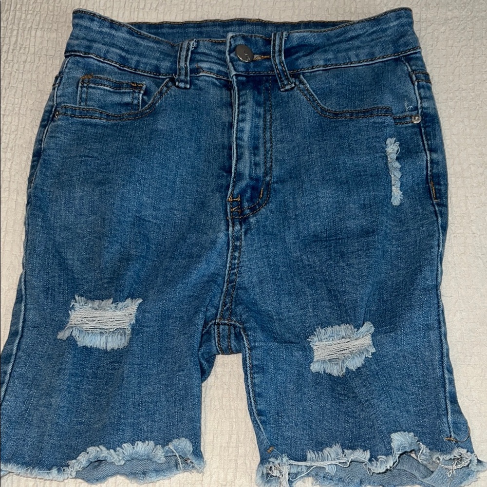 Distressed Denim Shorts